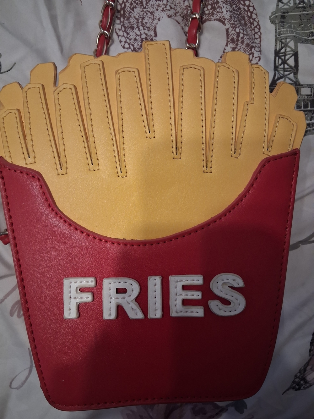 Fries Shaped Crossbody Bag in Red and Yellow